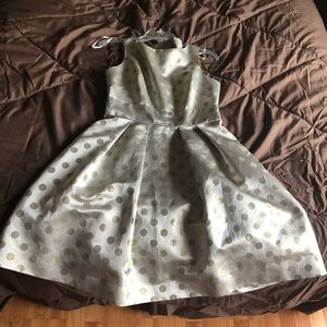 Eliza J grey and goldfish polka dots dress